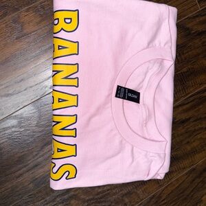 Gildan Pink Tee Yellow 'BANANAS' Baseball
